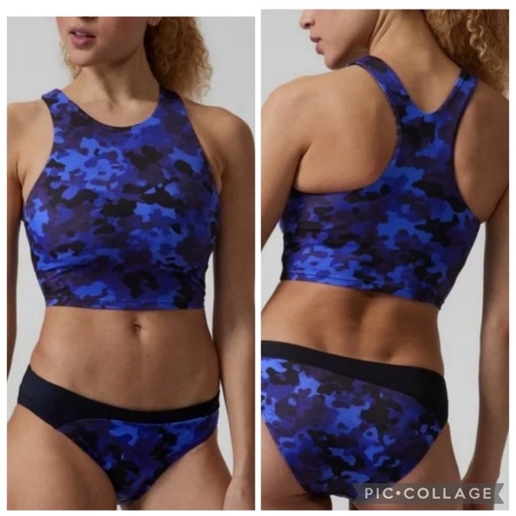 Athleta Other - NWT Athleta Camo Conscious CropBikini Top D-DD Freestyle Bottom Swimsuit Size XS
